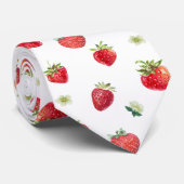 水性イチゴ果実及びイチゴ花 ネクタイ (ロール)