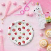 水性イチゴ果実及びイチゴ花 ペーパープレート (パーティー)