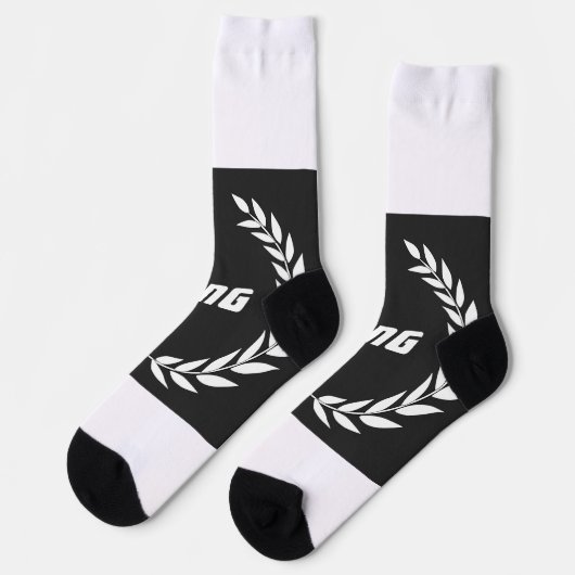 水性インクと署名で印刷されたKING ソックス (左)