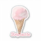 水性ストロベリーアイスクリームパーソナライズされた シール (正面)