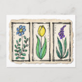 水性ペンとインクスケッチの花 ポストカード (正面)