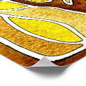 水性ペンとインクツリー – 黄色の金ゴールド ポスター (角)