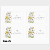 水性ペンとインクデイジーブーケラベル 長方形シール (シート)