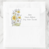 水性ペンとインクデイジーブーケラベル 長方形シール (バッグ)