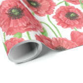 水性ポピー花柄ラッピング紙 ラッピングペーパー (ロールコーナー)