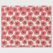 水性ポピー花柄ラッピング紙 ラッピングペーパー (フラット)