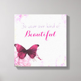 水感動的色の蝶を持つ引用文 キャンバスプリント