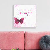 水感動的色の蝶を持つ引用文 キャンバスプリント (インサイチュ (リビング))