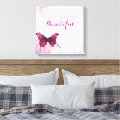 水感動的色の蝶を持つ引用文 キャンバスプリント (インサイチュ (寝室))