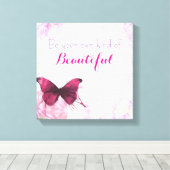 水感動的色の蝶を持つ引用文 キャンバスプリント (インサイチュ (ウッドフロア))