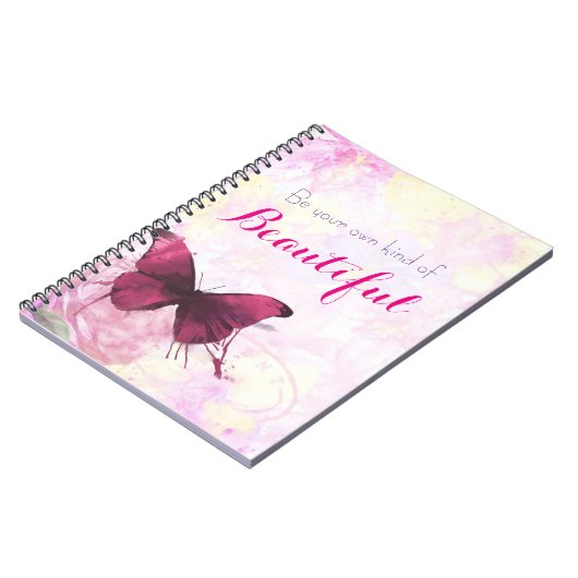 水感動的色の蝶を持つ引用文 ノートブック (左側)