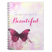 水感動的色の蝶を持つ引用文 ノートブック (正面)