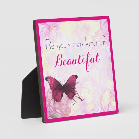 水感動的色の蝶を持つ引用文 フォトプラーク (正面)