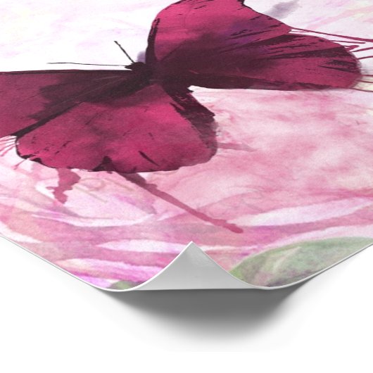 水感動的色の蝶を持つ引用文 ポスター (角)