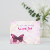 水感動的色の蝶を持つ引用文 ポストカード (スタンド正面)