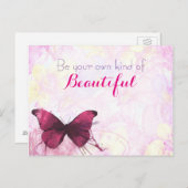 水感動的色の蝶を持つ引用文 ポストカード (正面/裏面)