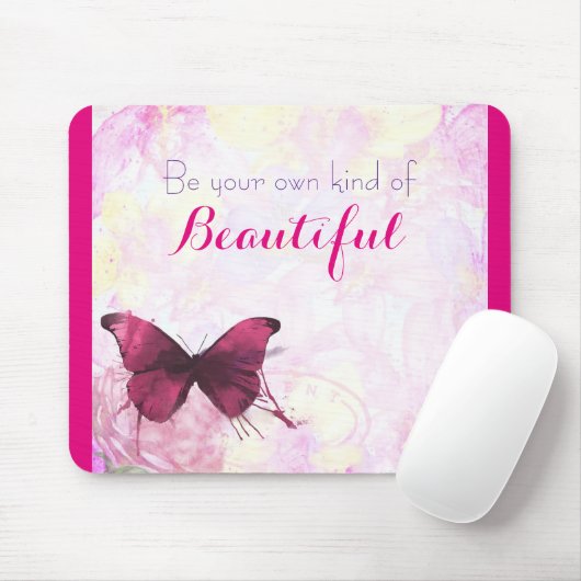 水感動的色の蝶を持つ引用文 マウスパッド (マウス)