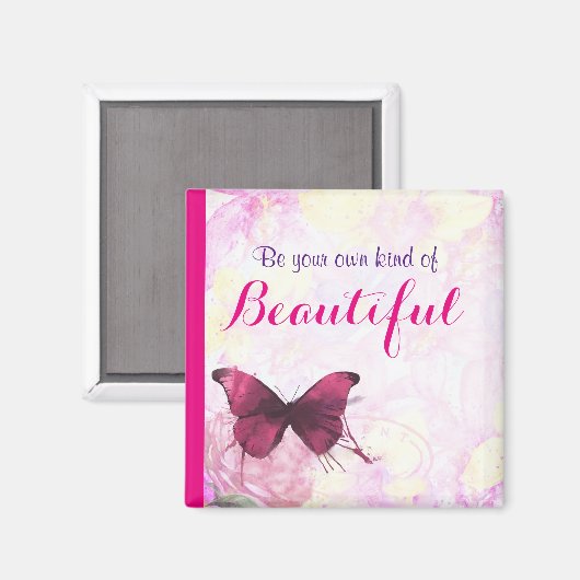 水感動的色の蝶を持つ引用文 マグネット (正面/裏面)