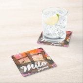 水戸日本花ポスター。 スクエアペーパーコースター (インサイチュ)