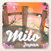 水戸日本花ポスター。 スクエアペーパーコースター (正面)