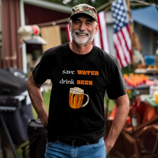 水救飲みビール長袖Tシャツ Tシャツ
