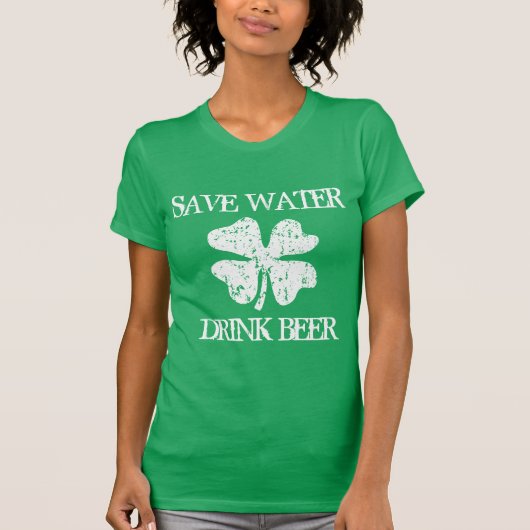水救飲みビールSt patricks dayおもしろいシャツ Tシャツ (正面)
