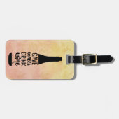 水救飲みワインブラックボトルシルエット ラゲッジタグ (正面横)