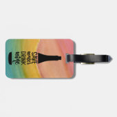 水救飲みワインブラックボトルシルエット ラゲッジタグ (裏面横)