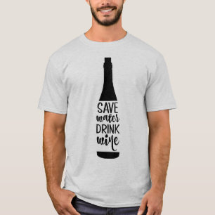 水救飲みワインブラックボトルシルエット Tシャツ