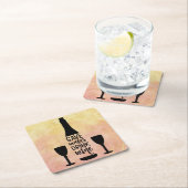 水救飲みワインブラックボトル2グラス スクエアペーパーコースター (インサイチュ)