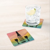 水救飲みワインブラックボトル2グラス スクエアペーパーコースター (インサイチュ)