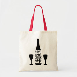 水救飲みワインブラックボトル2グラス トートバッグ