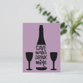 水救飲みワインブラックボトル2グラス ポストカード (スタンド正面)