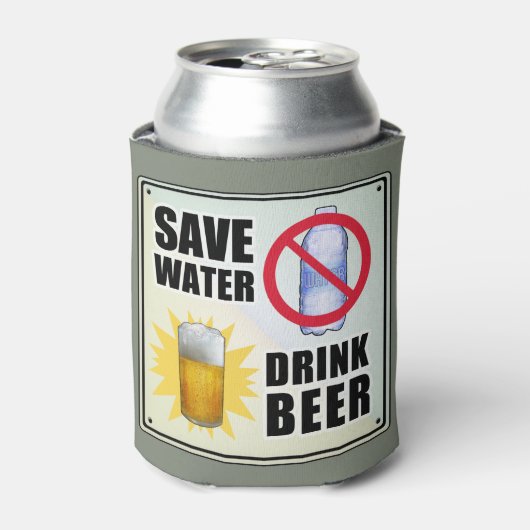 水救 – ビールを飲む 缶クーラー (缶正面)