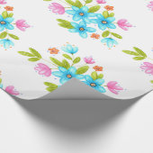 水数々のカラフル色のブーケ模様 ラッピングペーパー (角)