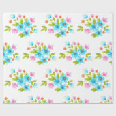 水数々のカラフル色のブーケ模様 ラッピングペーパー (フラット)