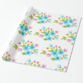 水数々のカラフル色のブーケ模様 ラッピングペーパー (アンロールド)