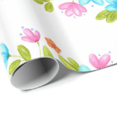 水数々のカラフル色のブーケ模様 ラッピングペーパー (ロールコーナー)