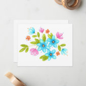 水数々のカラフル色ブーケ ノートカード (正面/裏面インサイチュ)