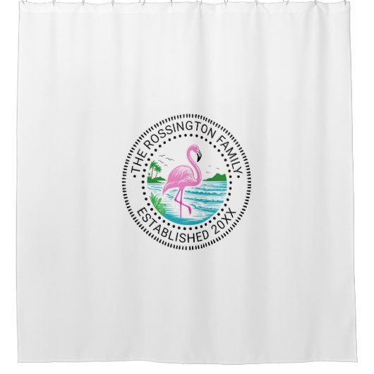 水族内のピンクのフラミンゴ日付推定水#2CN シャワーカーテン (正面)