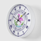 水族内のピンクフラミンゴ日付推定N 壁時計 (傾斜)