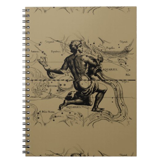 水族座の地図Hevelius 1690 on Taupe ノートブック (正面)