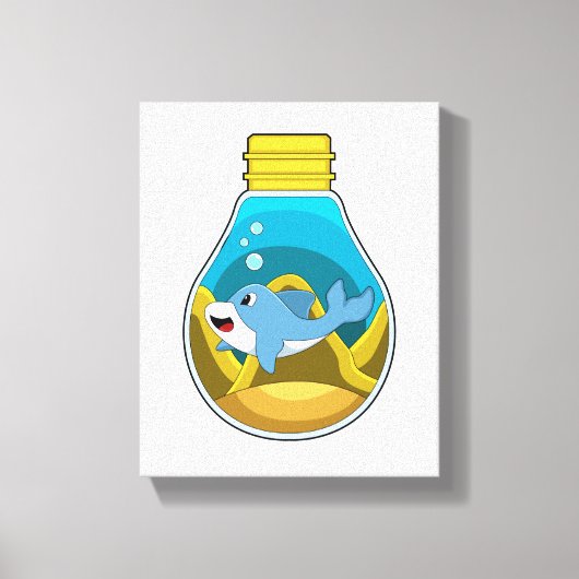 水族館で泳ぐイルカ キャンバスプリント (正面)