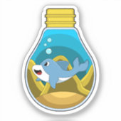 水族館で泳ぐイルカ シール (正面)