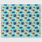 水族館のオーナートロピカルリーフフィッシュon Coral ラッピングペーパー (フラット)