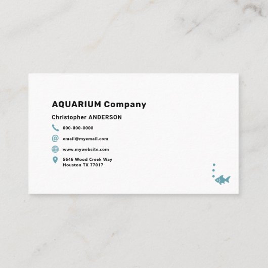 水族館のメンテナンスと設置 名刺 (裏面)