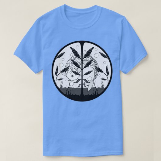 水族館の白黒 Tシャツ (デザイン正面)