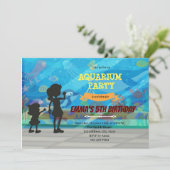 水族館の誕生日パーティーの招待状 サンキューカード (スタンド正面)