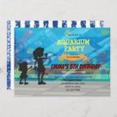 水族館の誕生日パーティーの招待状 サンキューカード (正面/裏面)