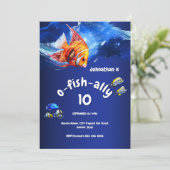 水族館の魚の海洋パーティーの少年テーマ 招待状 (スタンド正面)